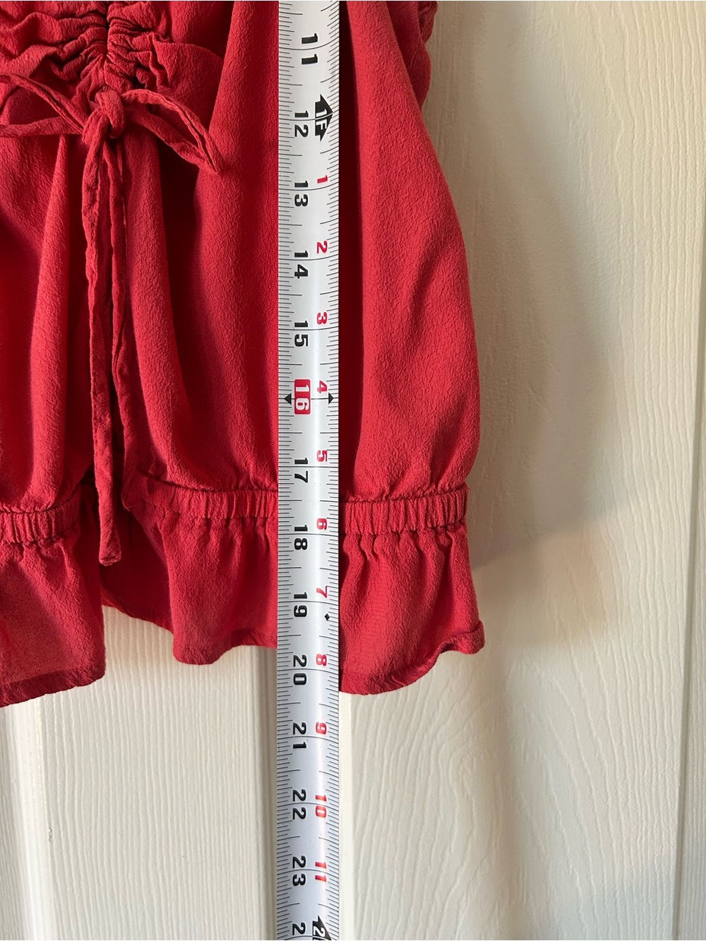 Express Red Ruffle Strap Tie Front Cami Ruched Tank Top - Size Small - Picture 6 of 8